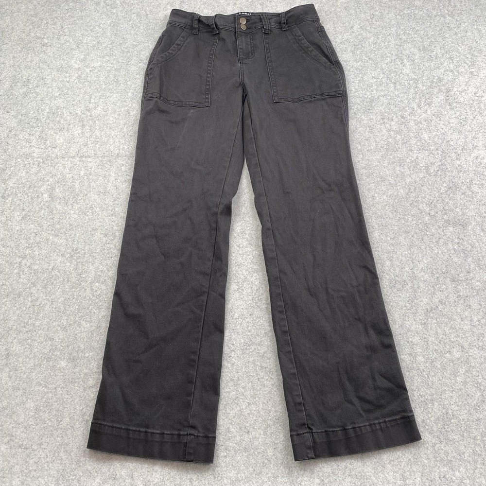 Flamingals Womens Black Chino Twill Straight Leg Stretch Pants L 29x31 219492 CH